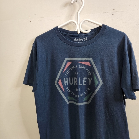 Hurley Mens Blue Graphic Shirt Sleeve Tee T-Shirt Summer Casual - Picture 2 of 5